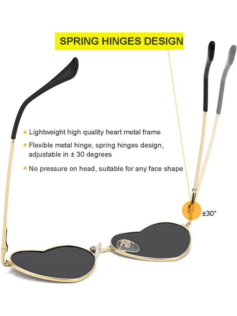 Chic Polarized Heart Sunglasses for Women | Stylish Metal Frame & UV400 - Picture 5 of 6